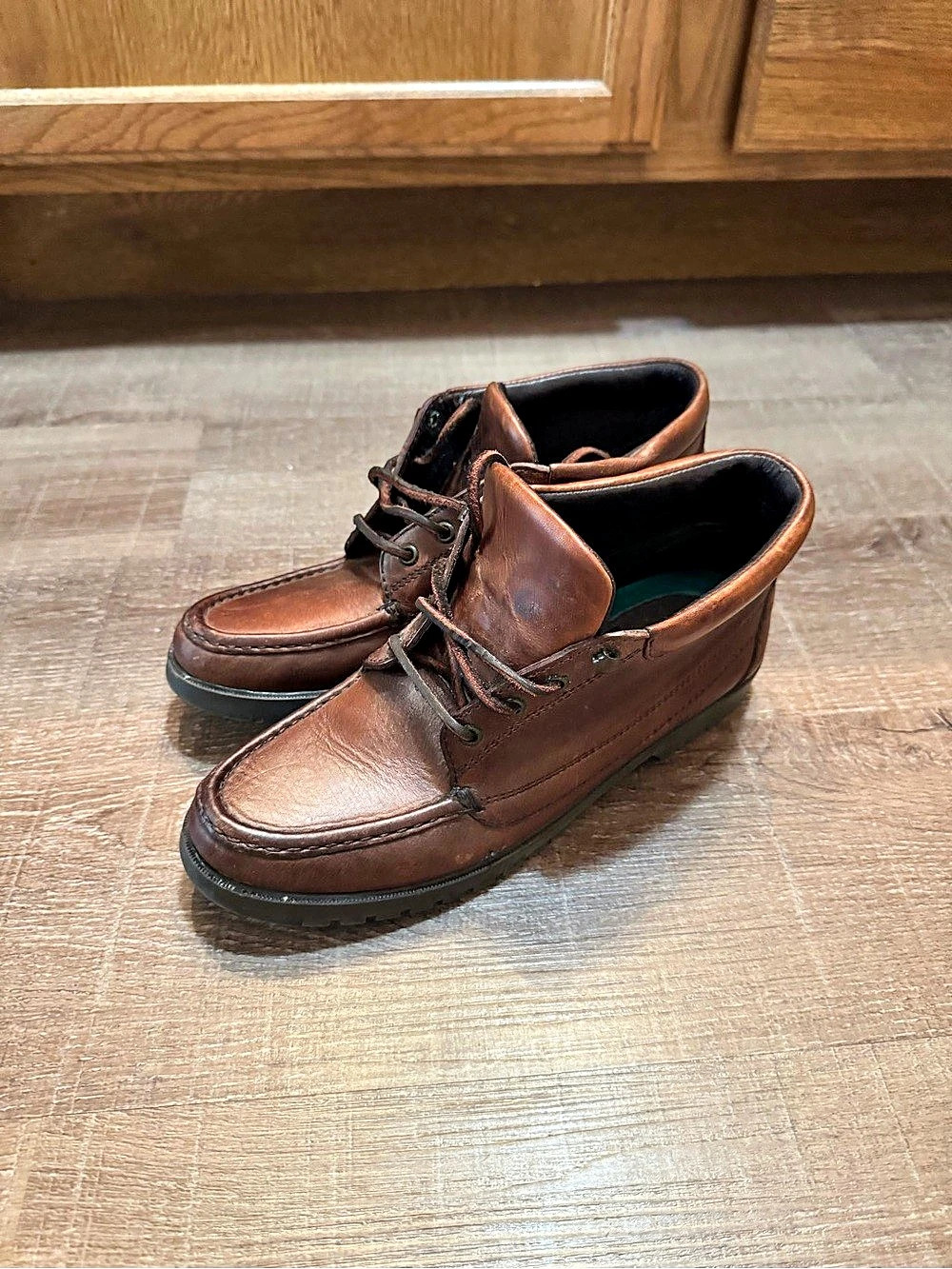 Natural Sport Women's Brown Leather Moc Toe Ankle Boots Size 10 M